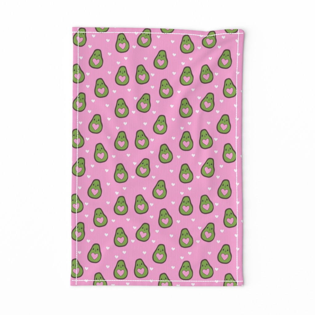 valentines day avocado pattern fabric - avocado pattern, valentines day fabric, love valentines fabric, cute girly fabric - pink