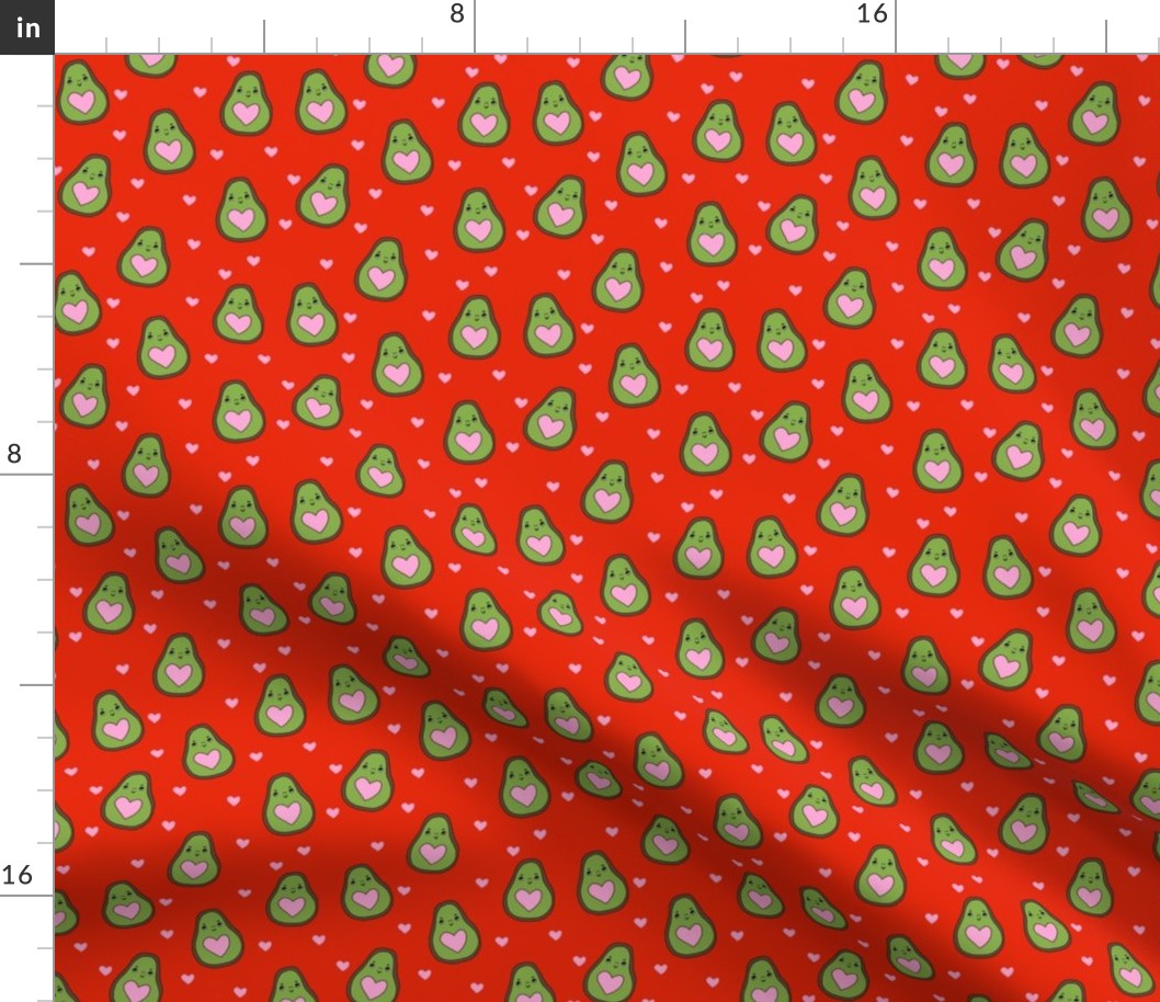 valentines day avocado pattern fabric - avocado pattern, valentines day fabric, love valentines fabric, cute girly fabric - red