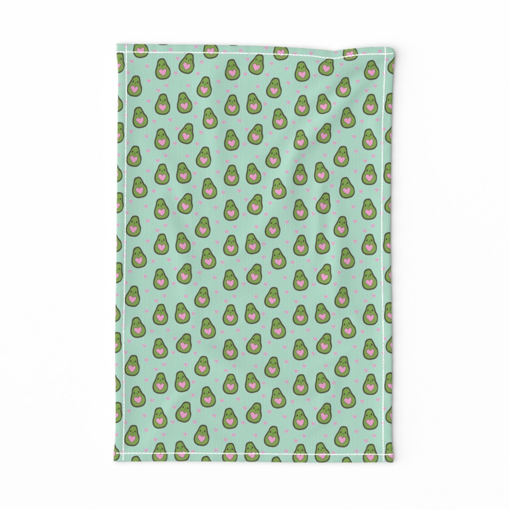 valentines day avocado pattern fabric - avocado pattern, valentines day fabric, love valentines fabric, cute girly fabric - mint