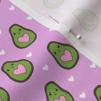 valentines day avocado pattern fabric - avocado pattern, valentines day fabric, love valentines fabric, cute girly fabric - purple