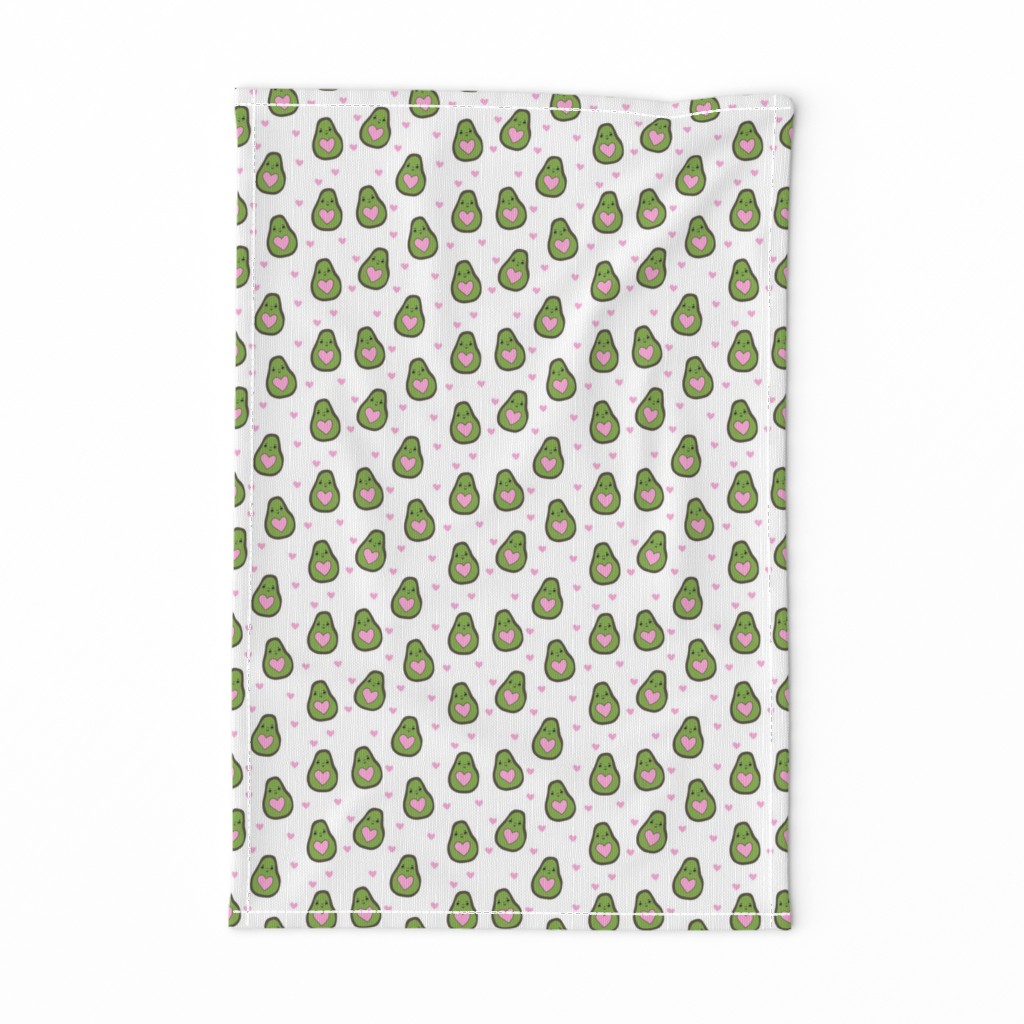 valentines day avocado pattern fabric - avocado pattern, valentines day fabric, love valentines fabric, cute girly fabric - white and pink