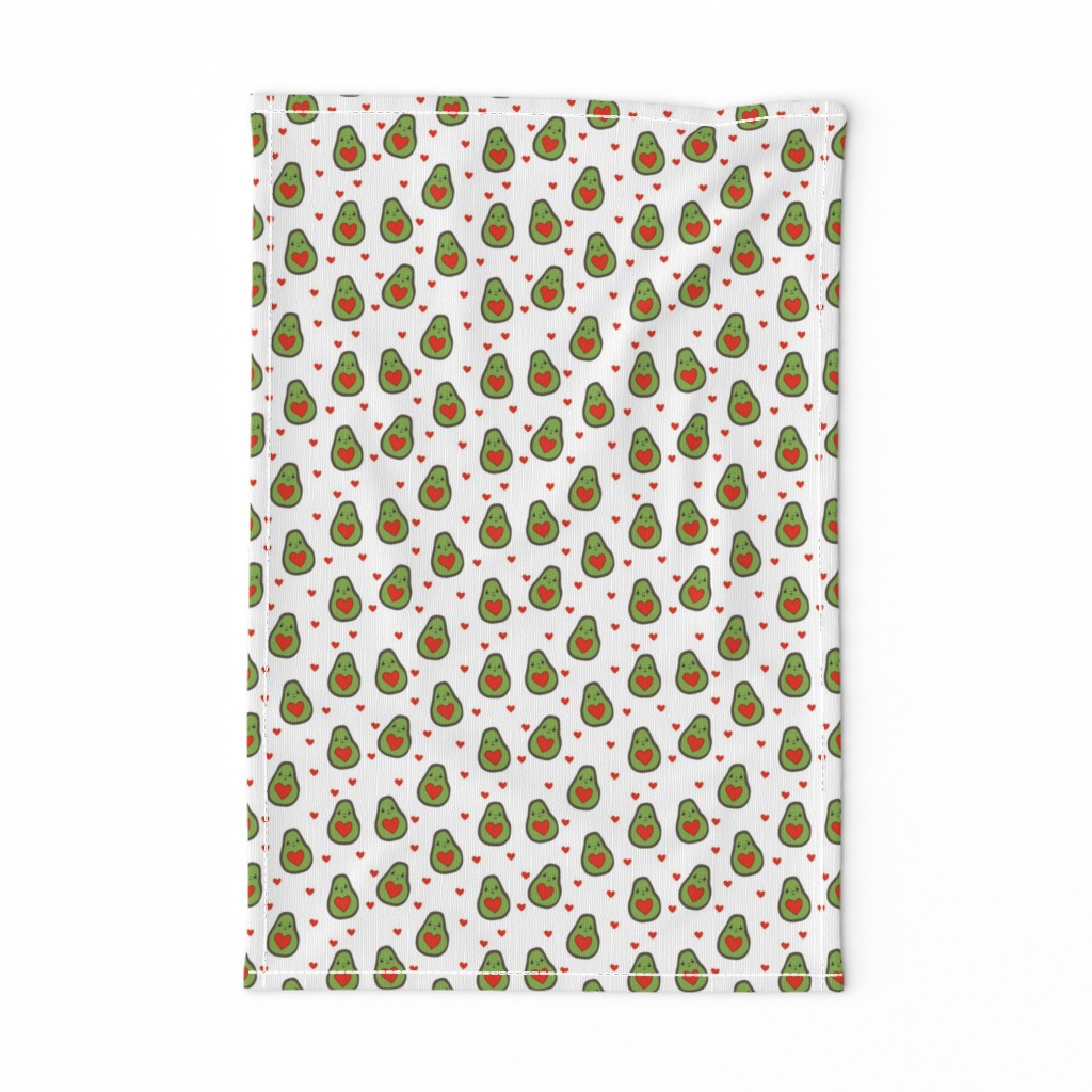 valentines day avocado pattern fabric - avocado pattern, valentines day fabric, love valentines fabric, cute girly fabric - white and red