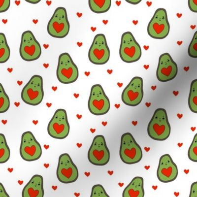 valentines day avocado pattern fabric - avocado pattern, valentines day fabric, love valentines fabric, cute girly fabric - white and red