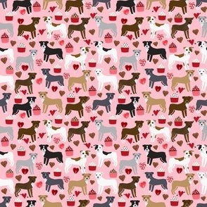 SMALL - pitbull terriers dog love fabric cute valentines cupcakes and hearts fabric design