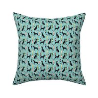 SMALL - min pin wine fabric miniature pinscher dog champagne bubbly design - light blue