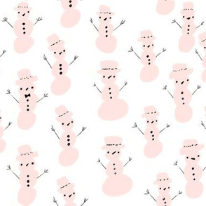 snowmen - pink on white