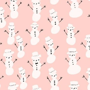 Snowmen - white on pink