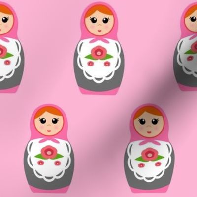 Gray and Pink Matreshka Nesting Dolls