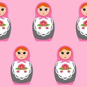 Gray and Pink Matreshka Nesting Dolls