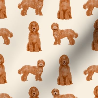 labradoodle dog pattern fabric - apricot labradoodle design, apricot dog, dog breed fabric, dog breeds fabric, cute dog -  light