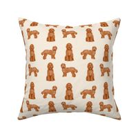 labradoodle dog pattern fabric - apricot labradoodle design, apricot dog, dog breed fabric, dog breeds fabric, cute dog -  light