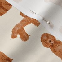 labradoodle dog pattern fabric - apricot labradoodle design, apricot dog, dog breed fabric, dog breeds fabric, cute dog -  light