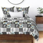 Wild Thing Safari Quilt - Navy, Mint, Gold And Grey - ROTATED
