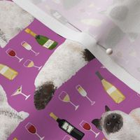 birman cat and wine pattern fabric - birman cat fabric, birman cat pattern, pet friendly cat lady fabric - purple