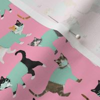 cats in scrubs pattern fabric, - dentist, doctor, nurse scrubs fabric, cat lady pattern, cats pattern fabric, pet friendly - pink