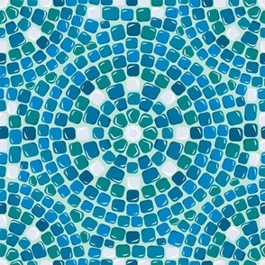 Tile Mosaics Circles Teals and Blues