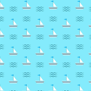 Sailboats on Blue Waves