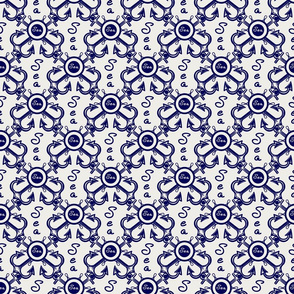 Sea Nautical Anchors Navy on White