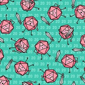 The Mighty Fighting d20s in Pink & Green