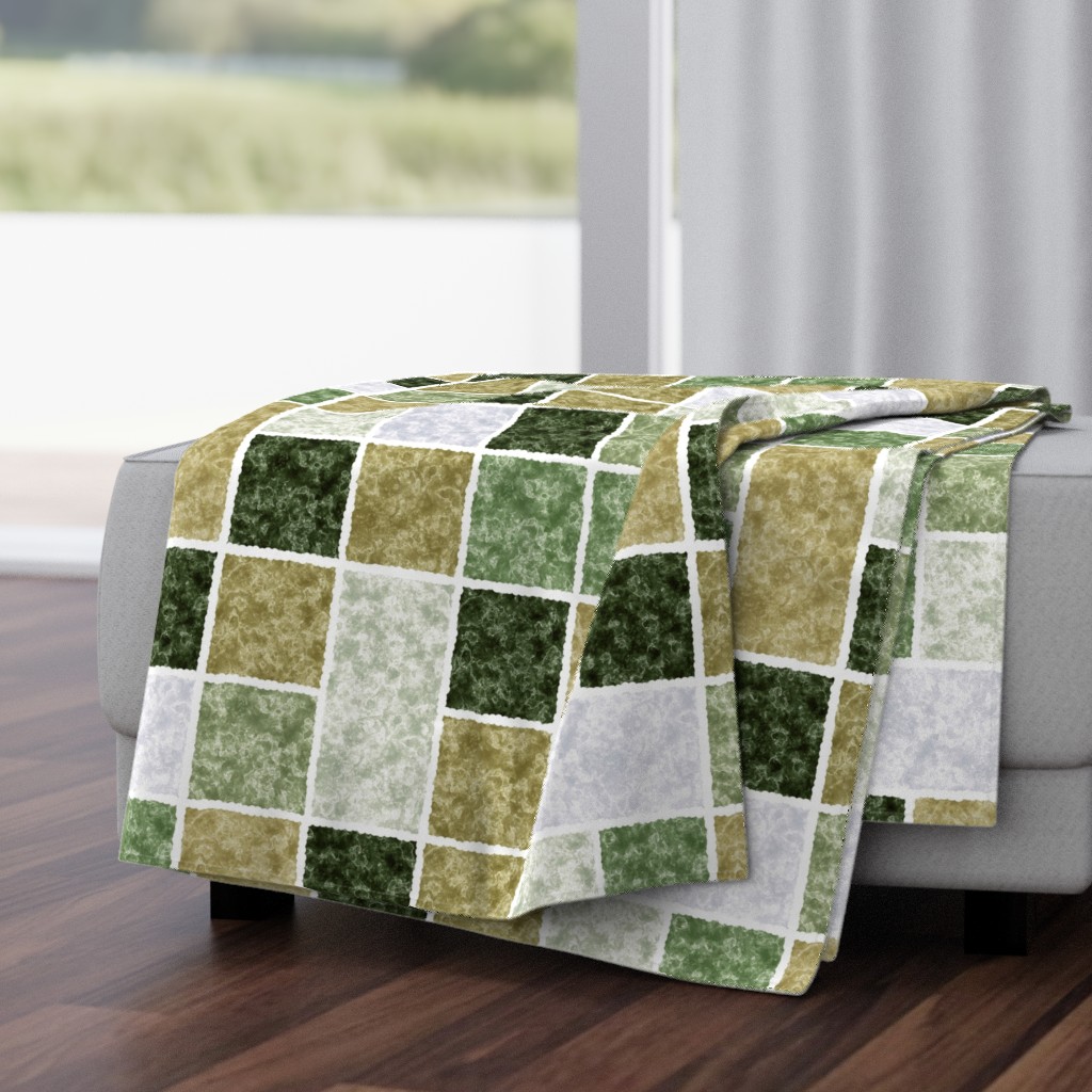 Marbled olive shades pattern in patchwork style