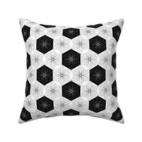 Hexagon flowers large scale black and white