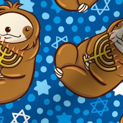 Sloth Hanukkah Menorah Large