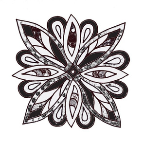 batik floral black and white
