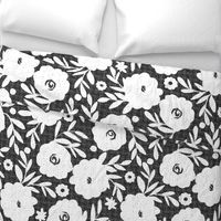 black and white flowers