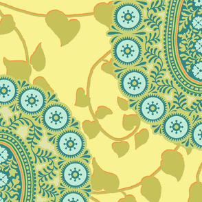 peaceful paisley aqua 18 inch repeat