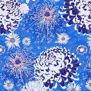 Japanese Chrysanthemums (brilliant blue) 7"