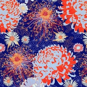 Japanese Chrysanthemums (sapphire blue) 7"