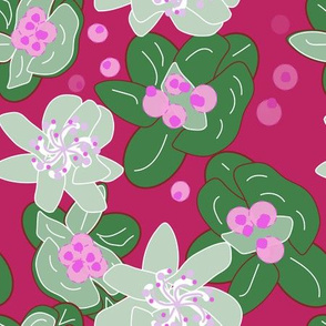 Pink and Green thrown flowers