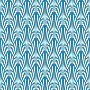 New Art Deco scales light blue white Wallpaper