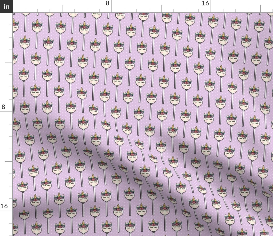 Unicorn Cake Pops -  purple polka dots