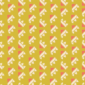 Abstract Sun Pattern on Mustard Yellow Background