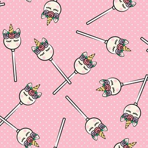 Unicorn Cake Pops - Toss on Pink Polka Dots