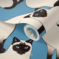 BIG Siamese Cats on blue (huge scale)