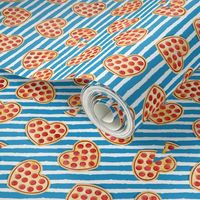 (micro scale) heart shaped pizza - valentines day - blue stripes C18BS