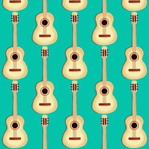 Acoustic Guitar / Natural on retro sea green Country western rock star   