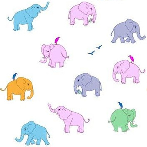 elephants multicolour