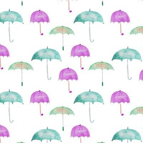 Rain vibes • umbrellas watercolor pattern