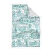 Edinburgh toile teal white