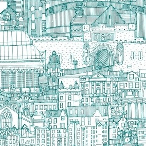 Edinburgh toile teal white