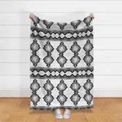 woven rug black white