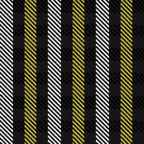 Yellow Black and White Woven Look Stripe