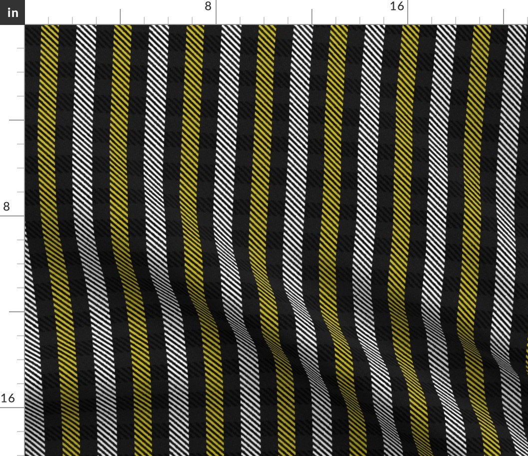 Yellow Black and White Woven Look Stripe