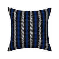 Blue Black and White Woven Look Stripe