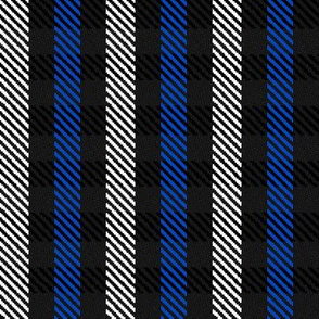 Blue Black and White Woven Look Stripe