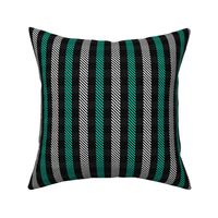 Turquoise Black and White Woven Look Stripe