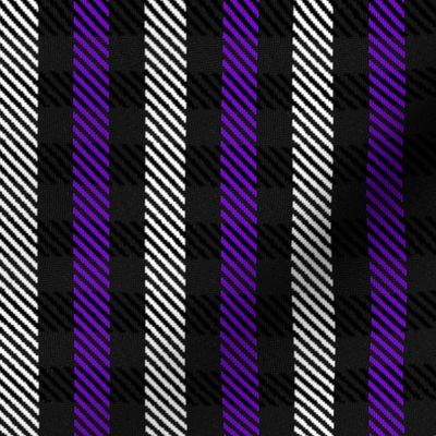 Purple Black and White Woven Look Stripe